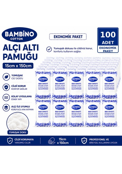 Bambino Alçı Altı Pamuğu 15 Cm 150 Cm 100 Adet