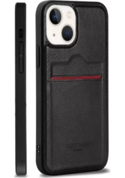 DESINGSHOP Apple Uyumlu iPhone 14 Kartlıklı Deri Kılıf Siyah