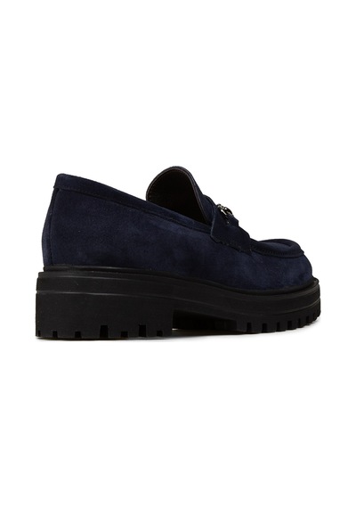 Deery Kadın Hakiki Süet Lacivert Toka Detaylı Loafer - 02024zlcve01 Lacivert