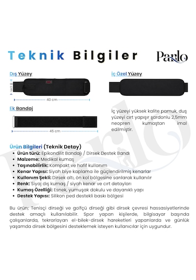 Epikondilit Bandı Ayarlanabilir Silikon Pedli Dirsek Destek Bandı
