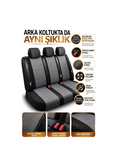 Mitsubishi L200 Çift Kabin Uyumlu Jakar Arabiyeli Oto Koltuk Kılıfı Airbag Uyumlu Lüks Seri Tam Set 34957658