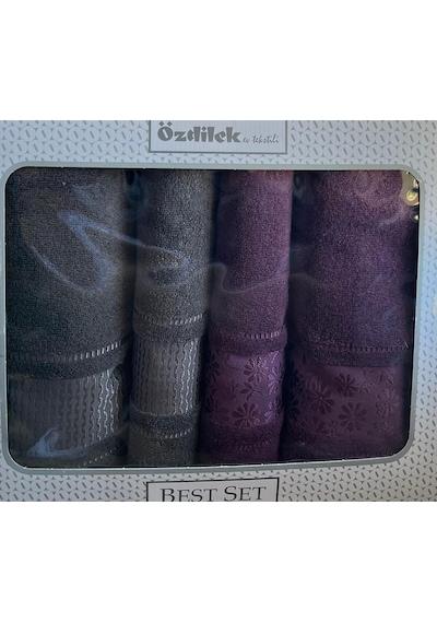 Özdilek Blossom Best Set Hamam Takımı Mürdüm-antrasit Çok Renkli