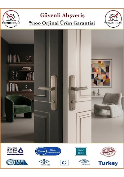 Trendhomm Prizma Aynalı - Nikel Saten - Wc Banyo Kapı Kolu - Sol