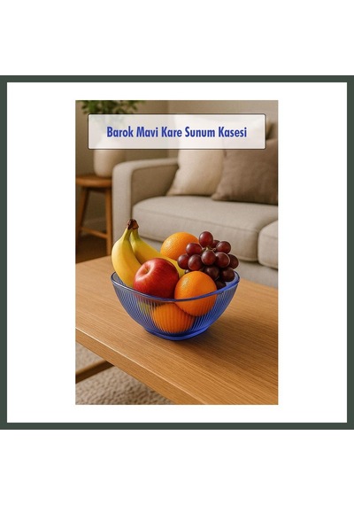 Bezos Barok Mavi Orta Boy Kare Kase & Sunum Kasesi - 1,5 Lt Nhr Diğer