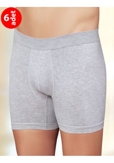 Erkek Gri Likralı Boxer 6 Lı Paket Me031 Gri