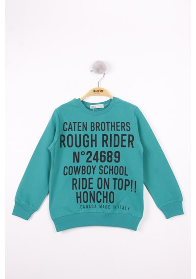 Toontoy Kids Toontoy Erkek Çocuk Relax Fit Bisiklet Yaka Baskılı Sweatshirt - 2 İplik Yeşil