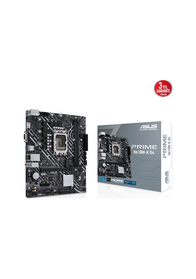 Asus Prıme H610m-k D4 Argb Intel H610 Lga1700 Ddr4 3200 Hdmı M2 Usb3.2 Aura Rgb