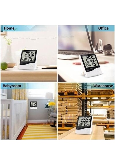 Htc 1 Dijital Saat Termometre Nem Ölçer Sıcaklık Ölçer Pilli