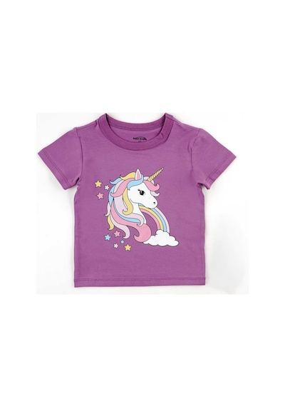 Fuar Baby Kız Çocuk %100 Pamuklu Bisiklet Yaka Kısa Kollu Tişört 2-6 Yaş Mor Unicorn Desenli Fuar Baby Kız Çocuk %100 Pamuklu Bisiklet Yaka Kısa Kollu Tişört 2-6 Yaş Mor Unicorn Desenli