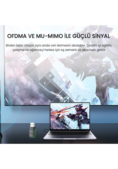 Veggieg 1100 Mbps Dual Band Wi-fi 6 Alıcı Ve Bluetooth 5.4 Adaptör Mini Usb Dongle
