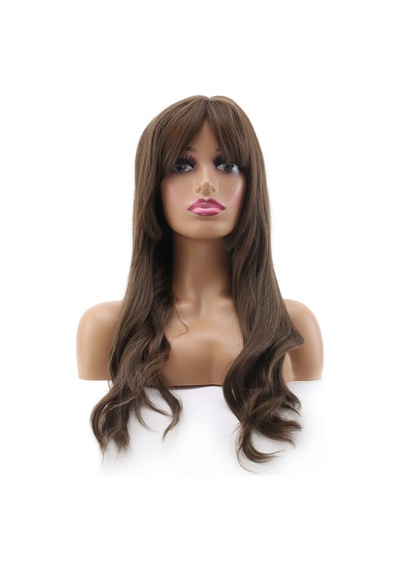 Hafif Daalı Uzun Perçemli Fiber Sen Peruk / Küllü Moka Kahve 2466863