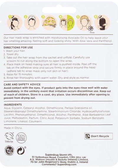 Superdrug Haır Mask Wrap Avocado