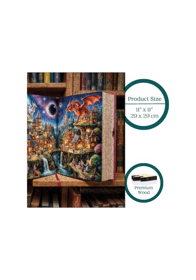 Ahşap Puzzle Yetişkin - Masal Kapısı - 353 Parça, 29 X 29 Cm - Yapıştırıcı Folyo Dahil - Benzersiz Şekilli Pa