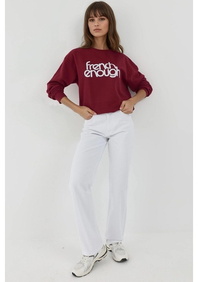Hiccup Baskılı Yuvarlak Yaka Uzun Kollu Sweatshirt Tuğla Kırmızısı