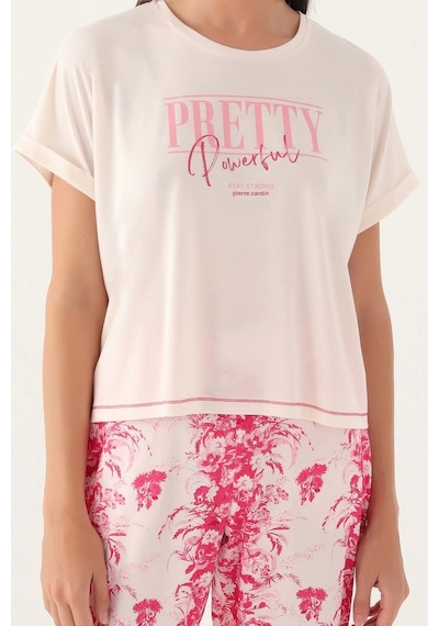 Emilylux Pierre Cardin 8830-s Bayan Kısa Kol Pijama Takımı Vanilya