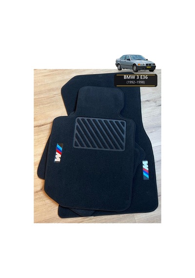 Oto Halı Paspas Seti Bmw 3 E36 1992 1998 Uyumlu Sport Kaymaz & Şık Tasarım - Siyah - Tasarım 3