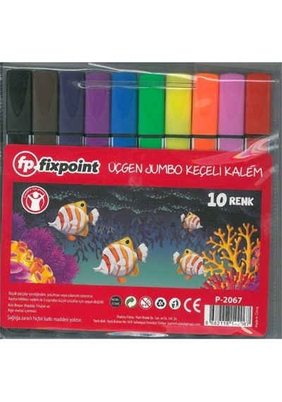 Jumbo Keçeli Üçgen Boya Kalemi 10 Renk Nocolor-5f9412a1