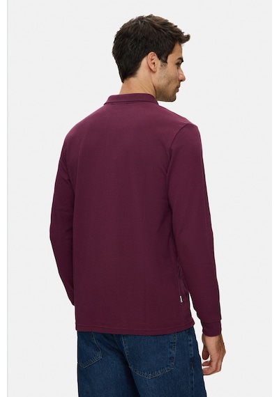 UCLA Maxwell Bordo Polo Yaka %100 Pamuk Baskılı Standard Fit Erkek Sweatshirt
