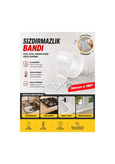 Ultra Şeffaf Sızdırmazlık Bandı - Su Geçirmez Isıya Dayanıklı Mutfak Ve Banyo Derz Küf Önleyici Şerit Bant - 900117836 Diğer Ultra Şeffaf Sızdırmazlık Bandı - Su Geçirmez Isıya Dayanıklı Mutfak Ve Banyo Derz Küf Önleyici Şerit Bant - 900117836 Diğer