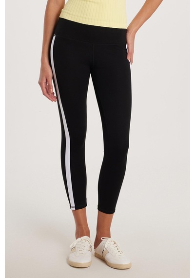 Tudors Kadın Slim Fit Dar Kesim Çizgili Dar Paça Siyah Tayt-33638 siyah
