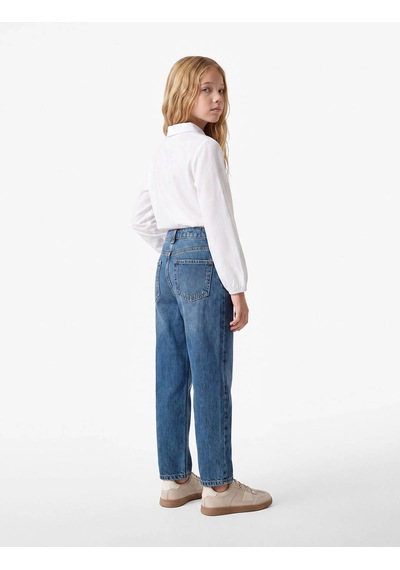 Koton Mom Fit İndigo Kız Çocuk Jean Pantolon 7wkg40036ad