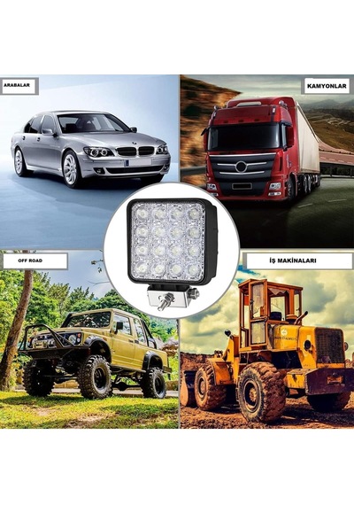 Lwl-s16 Çalışma Lambası 12-24 Volt Kare 16 Ledli 48w Adet