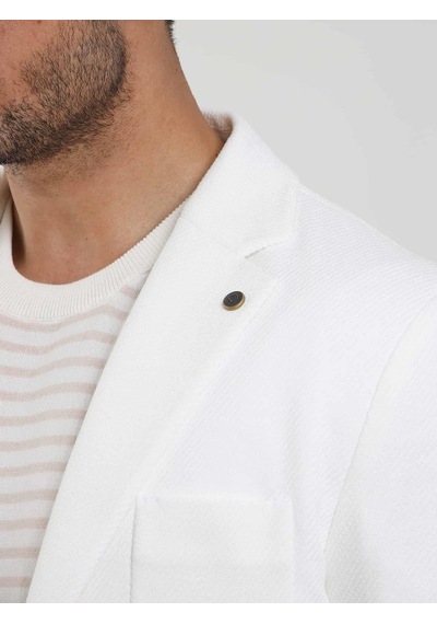 Dufy Ekru Erkek Slim Fit Düz Mono Yaka Casual Ceket - 104444-ekru Ekru