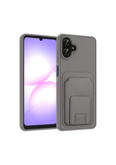 Zore Samsung Galaxy Uyumlu A07 Kılıf Kartlıklı Tpu Zore Bikart Kapak - Gri