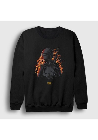 Presmono Unisex Alevler Pubg Sweatshirt Siyah