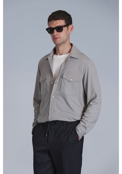 Lufian Cameron Erkek Basic Gömlek Slim Fit Bej Bej 112010655100550 Bej