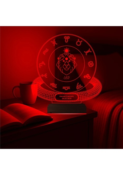 Luvivia Aslan Burcu Leo Astroloji Doğum Günü Hediyesi Kişiye Özel 3d Lamba - Masa Gece Lambası