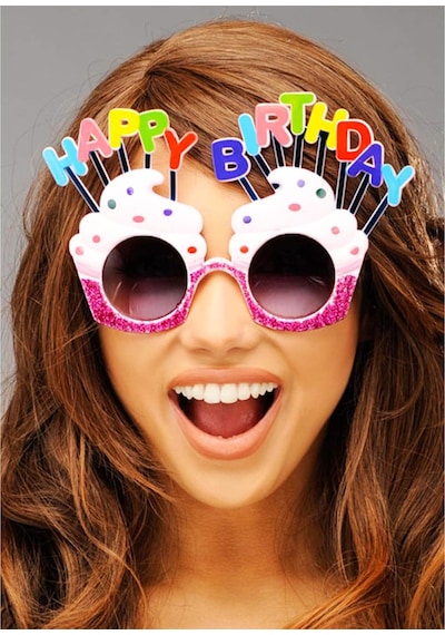 Happy Birthday Beyaz Fuşya Parti Gözlüğü