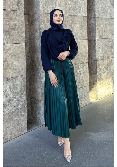 Unika Boutique Elisa Piliseli Etek - Zümrüt