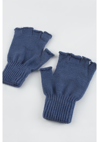 Unisex Ucu Kesik Yün Eldiven 305726 Koyu Mavi