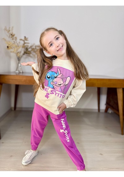 Stitch Kız Çocuk Eşofman Takım Mor