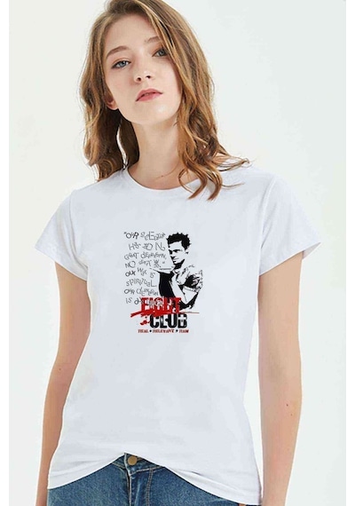 Fıght Club Our Great Baskılı Beyaz Kadın Tshirt