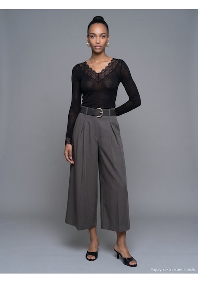Dilvin 72796 Kemerli Culotte Pantolon-haki