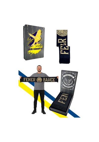 Fenerium Unısex Gold Fenerbahçe Dokuma Atkı Uv Kutu Hediyeli Lacivert