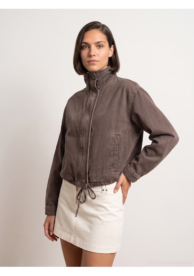 Dilvin 65391 %100 Pamuk Oversize Kot Ceket-kahve