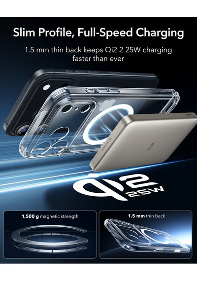 Esr Apple Uyumlu iPhone 17 Pro Kamera Kontrollü Manyetik Hibrit Kılıf Şeffaf