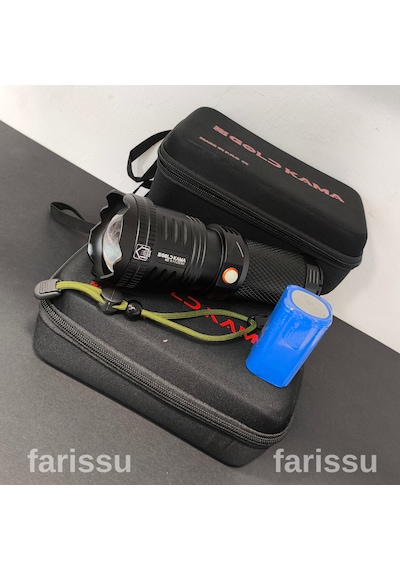Gold 100W Şarjlı El Feneri 39800 Mah Pil, 3000M Menzil, Süper Parlak Led Siyah