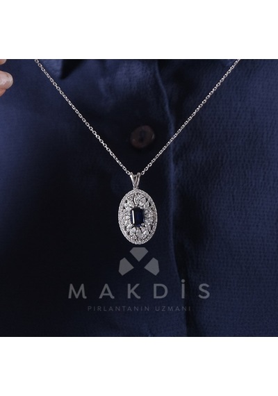 1.55 Karat Safir Pırlanta Kolye - Hrd Sertifikalı 86127838
