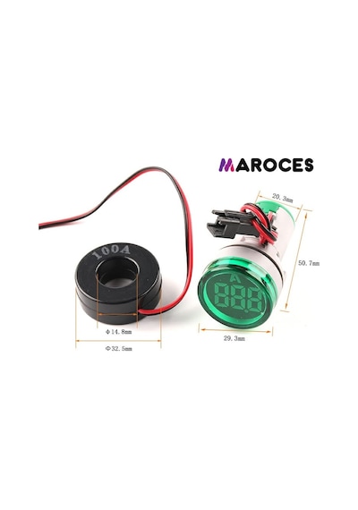 22Mm Dijital Ampermetre 0-100A Arası Ac Ampermetre Kırmızı