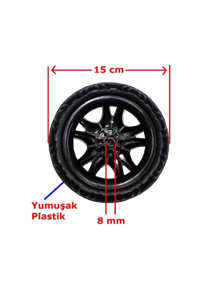 Tak Çıkar Pazar Araba Geçmeli Bebek Arabası Tekerleği 15 Cm 2Ad