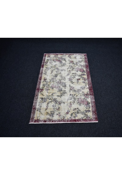 Zehra Abla Halı Vintage El Dokuma Serpme Çiçekli Eskitme Lüks Yün Salon Halısı 6938 Çok Renkli