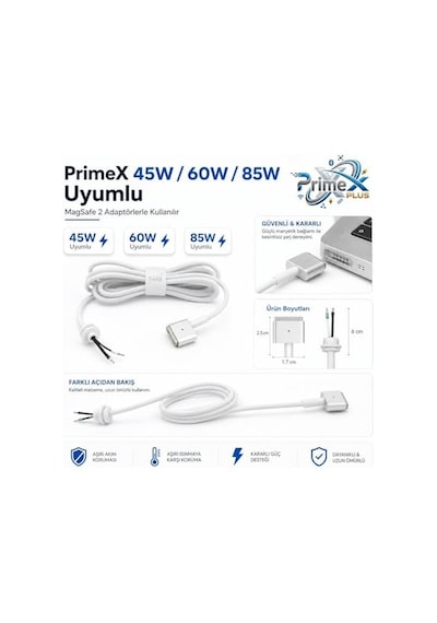 Px-mac2 Magsafe 2 Güç Adaptörü Kablosu, Apple Macbook A1425 A1435 A1465 A1502 Uyumlu, 5 Pin T Stili Manyetik Şarj Tamir Kablosu, 45w 60w 85w Adaptör İçin, 1.8 Metre