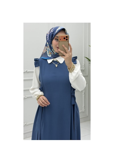 Uslucan Alışveriş Hale Jile İndigo Şık Kadın Jile Elbise Modern Günlük Kombin Çok Renkli