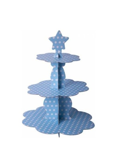 Mavi Puantiyeli Cupcake Standı Mavi