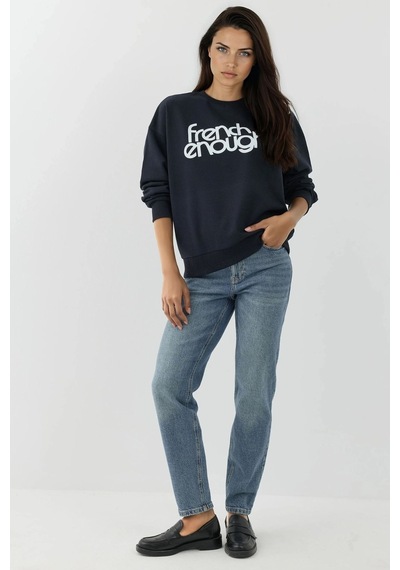 Hiccup Baskılı Yuvarlak Yaka Uzun Kollu Sweatshirt Lacivert