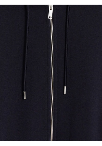 Lcw Modest Lacivert Kapüşonlu Oversize Kadın Kalın Fermuarlı Sweatshirt